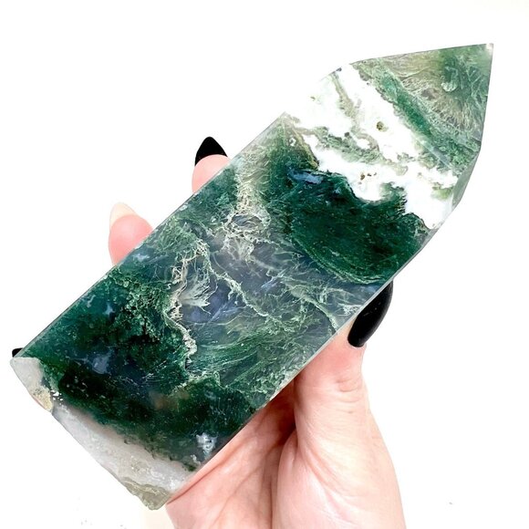 Moss Agate Druzy Crystal Chunky Tower Green Stone healing Rock - Picture 5 of 9
